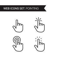 Poster - Hand pointing. Thin line icons vector set