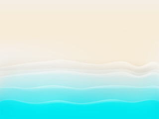 Poster - Background with beautiful blue waves and bright sand. Top view vector illustrztion