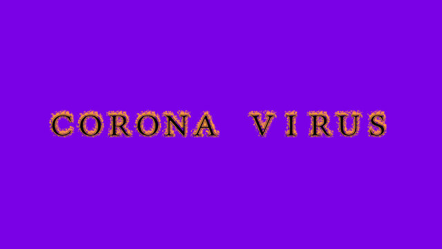 corona virus fire text effect violet background. animated text effect with high visual impact. letter and text effect. Alpha Matte. 