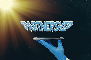 Poster - writing note showing partnership. business concept for legal relation between two or more principals