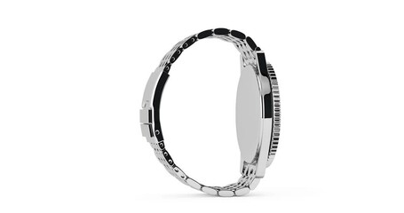 Poster - 4k Resolution Video: Luxury Classic Analog Men's Wrist Silver Watch Seamless Looped Rotating on a white background