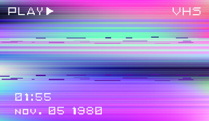 Aufkleber - Abstract technology background with pixel noise compression artifacts. Glitched screen with digital datamoshing effect like retro look of an old damaged VHS tape.