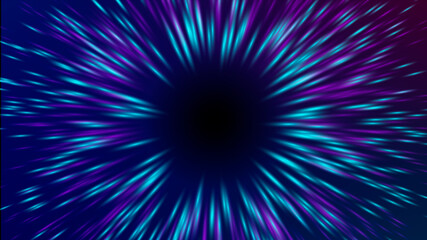Wall Mural - Vector illustration of faster than light (FTL) interstellar or intergalactic travel. Speed of light and hyperspace. Colorful design template for poster, banner, cover, catalog, wallpaper.
