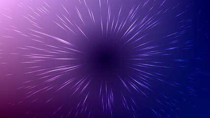 Wall Mural - Vector illustration of faster than light (FTL) interstellar or intergalactic travel. Speed of light and hyperspace. Colorful design template for poster, banner, cover, catalog, wallpaper.
