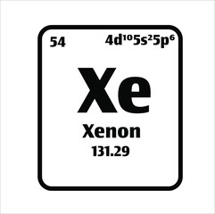 Canvas Print - xenon (Xe) button on black and white background on the periodic table of elements with atomic number or a chemistry science concept or experiment.	