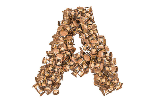 Letter A from hourglass, 3D rendering