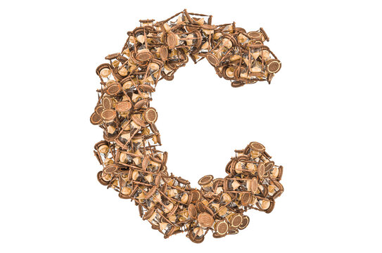 Letter C from hourglass, 3D rendering