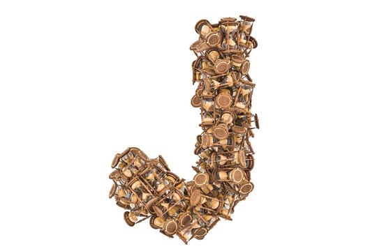 Letter J from hourglass, 3D rendering