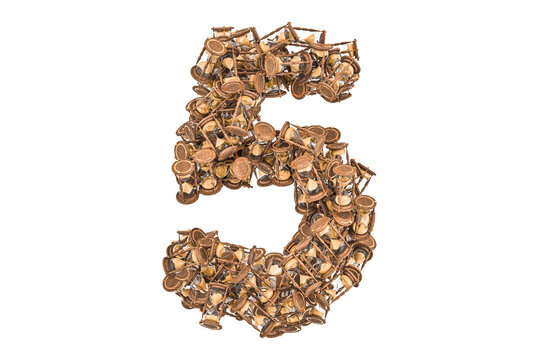 Number 5 from hourglass, 3D rendering