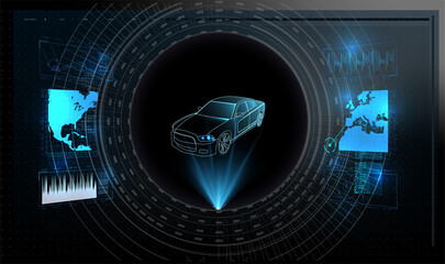 Poster - car auto service, mechanisms cars, car service ux. dashboard car service in the style of hud, cars i