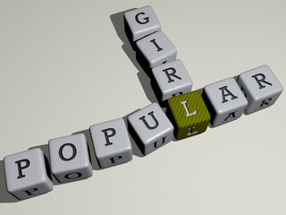 Poster - combination of popular girl built by cubic letters from the top perspective, excellent for the concept presentation. editorial and background
