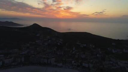 Wall Mural - Beautiful beach at sunset in Spain. Aerial Drone Footage