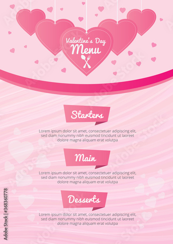 Cute pink valentine menu template © Freepik