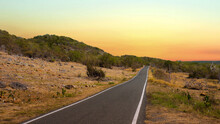 Road In Guanica During The Sunset, Puerto Rico. USA