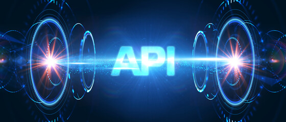 API - Application Programming Interface. Software development tool. Business, modern technology, internet and networking concept.