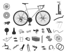 Bicycle Parts Illustration Set Material