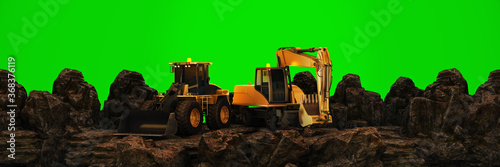 Fotomural Vehicle construction at sunset. 3d rendering