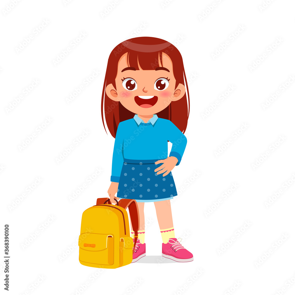 happy cute kid little boy girl ready to back to school Stock Vector ...