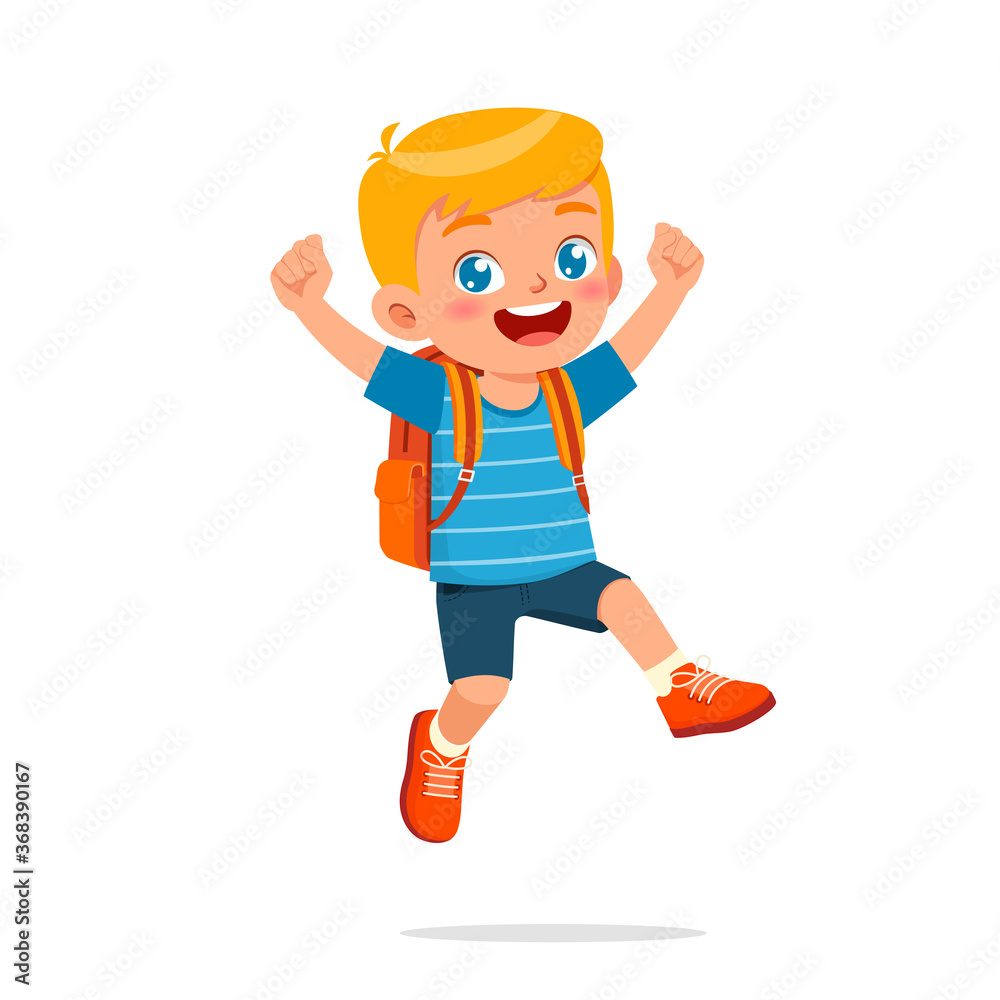 happy cute kid little boy girl ready to back to school Stock Vector ...