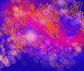 Wall Mural - Dots and Lines nerual network technology world connect abstract background with brilliant colors