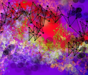 Wall Mural - Dots and Lines nerual network technology world connect abstract background with brilliant colors