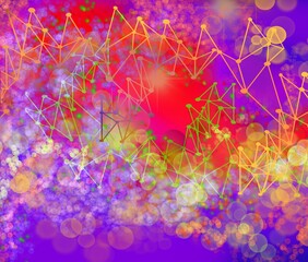 Wall Mural - Dots and Lines nerual network technology world connect abstract background with brilliant colors