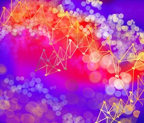 Wall Mural - Dots and Lines nerual network technology world connect abstract background with brilliant colors