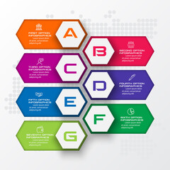 Poster - Abstract business infographics template with 7 hexagon in white color background