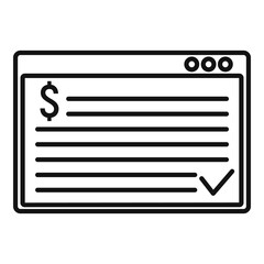 Poster - Web page online loan icon. Outline web page online loan vector icon for web design isolated on white background