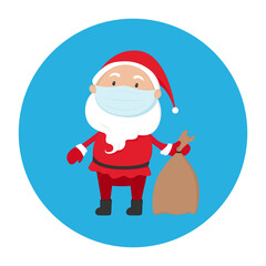 Poster - Santa Claus in medical mask. Vector icon.