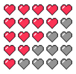 Poster - Life Bar. Health Bar. Pixel Art. Vector illustration.