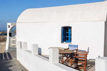 old style wooden doors and windows in greece santorini