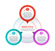 © Dmitry Kovalchuk - 3 steps infographics (three points) with colorful pin circles in symmetric composition and with sample text - vector scheme template