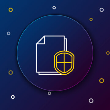 Line Document protection concept icon isolated on blue background. Confidential information and privacy idea, secure, guard, shield. Colorful outline concept. Vector.