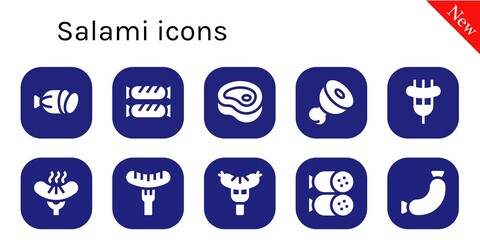 Sticker - Modern Simple Set of salami Vector filled Icons