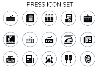 Poster - Modern Simple Set of press Vector filled Icons