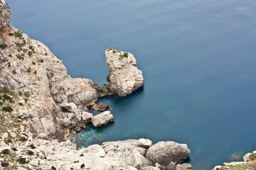 rocky coast of the sea mallorca coastblue water