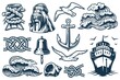 Set of nautical elements for marine design