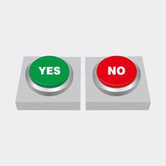 Poster - Choice Between Yes and No Illustration Design, Red and Green Button with Text Yes and No Template Vector