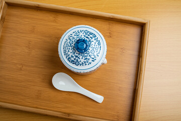 Wall Mural - Qinghua porcelain stew cup nourishing health soup on a tray