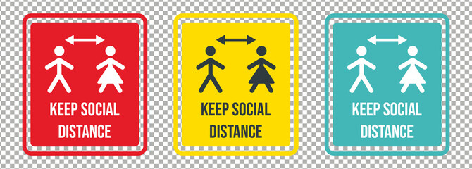 Keep safe distance Sticker.  Keep safe distance Label. Keep Social distance label for Wall whit Transparency background. 