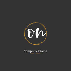 O N ON Initial handwriting and signature logo design with circle. Beautiful design handwritten logo for fashion, team, wedding, luxury logo.