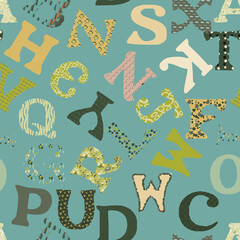 Poster - All the tetters from the alfabet repeat pattern print background