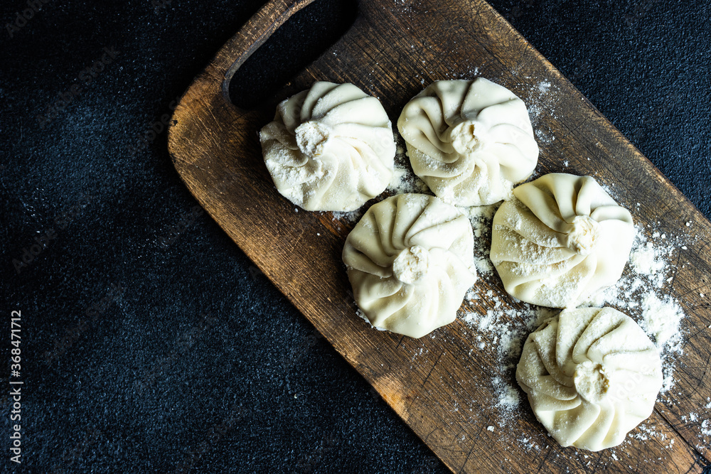 Traditional georgian dampling known as khinkali Stock Photo | Adobe Stock