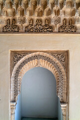 carved wall in Islamic Moorish Style in Alhambra, Granada, Spain