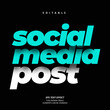 Social Media Post Blue Editable Text Premium Vector