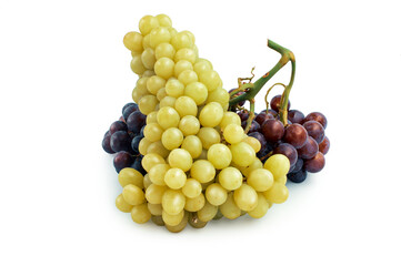 Wall Mural - Bunch of green and red grape fruit isolate on white background, clipping path included.