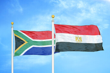 Wall Mural - South Africa and Egypt two flags on flagpoles and blue sky