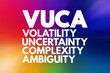 © dizain - VUCA - Volatility, Uncertainty, Complexity, Ambiguity acronym, business concept background