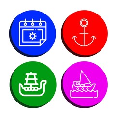 Poster - boat simple icons set